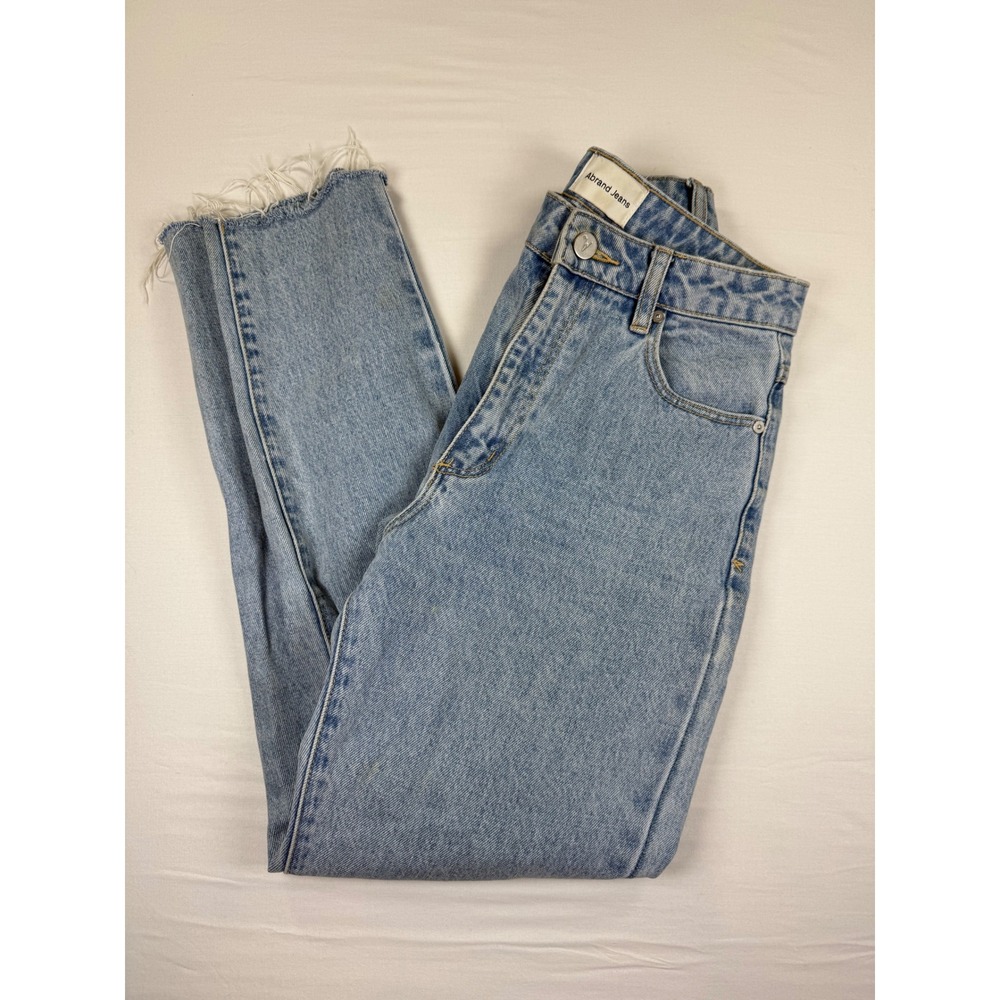 Abrand Jeans A '94 High Slim Light Wash Blue Raw Hem‎ Straight Leg Jeans 25 AU 7